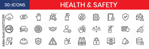 Personal Health and Safety Prevention Line Icon Set