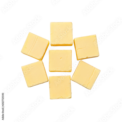 Flat wooden cube puzzle arrangement isolated on transparent background