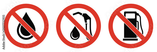Bild auf Leinwand No fuel icon vector illustration featuring petrol, diesel, and gasoline prohibition symbols for warning and restriction design
