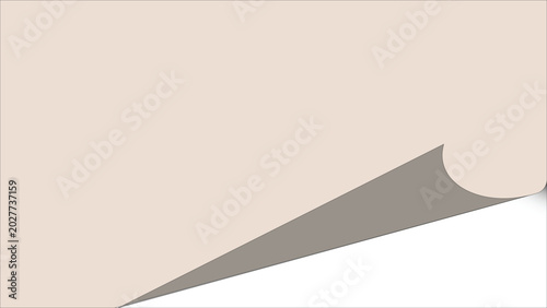 Foto Curved edge of beige paper, peeled back to reveal white surface