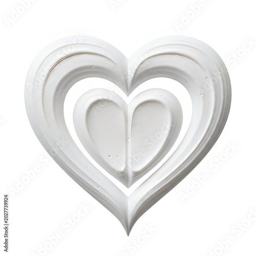Elegant layered heart shape design with smooth white finish transparent background
