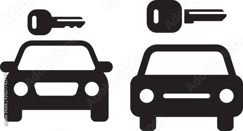 Car icons with keys symbolize vehicle access and ownership