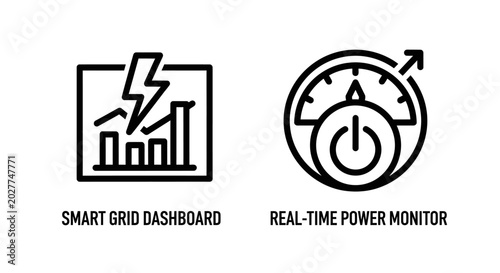 Fotografie Smart grid dashboard and real-time power monitoring icons with dashboard