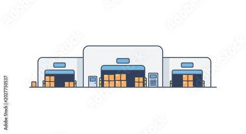 Industrial Factory Buildings Side View.