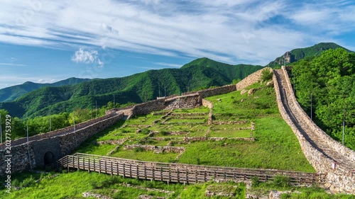 Majestic Summer Sunset Timelapse over Jiuyanlou Great Wall and Wild Mountains in Beijing