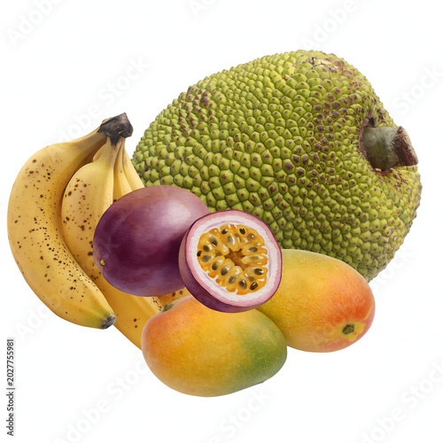 fruits on white background