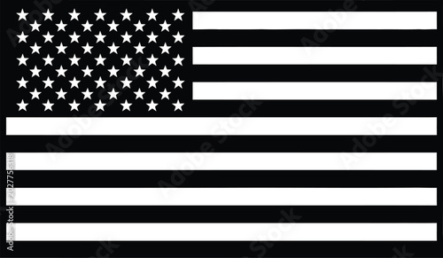 American flag graphic in monochrome featuring stars and stripes isolated on transparent background for design projects