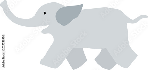 Canvas Print Cute elephant doodle, wild safari animal flat design illustration