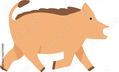 Schilderij op canvas Pumbaa doodle, wild safari animal flat design illustration