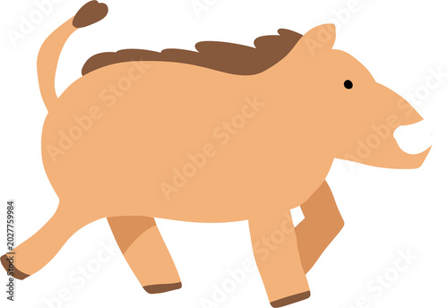 Foto Pumbaa doodle, wild safari animal flat design illustration