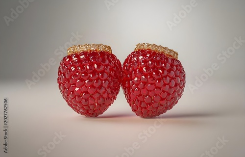Two Jewel-Encrusted Raspberries