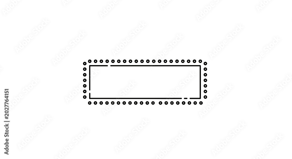 Fototapeta premium Blank label, dotted border, rectangular sticker, vector icon, graphic element