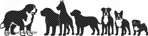 Foto Diverse dog breeds vector set, black and white pet silhouettes, various canine s