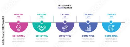 Bild auf Leinwand Timeline infographic template with five stages and  horizontal process diagram