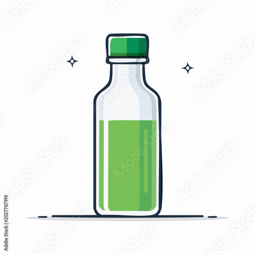 Green Liquid in a Clear Bottle