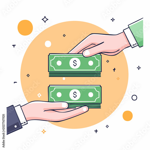 Hands Exchanging Money Bills