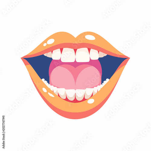 Open Mouth with White Teeth and Pink Tongue