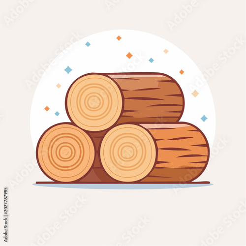 Stack of Three Wooden Logs