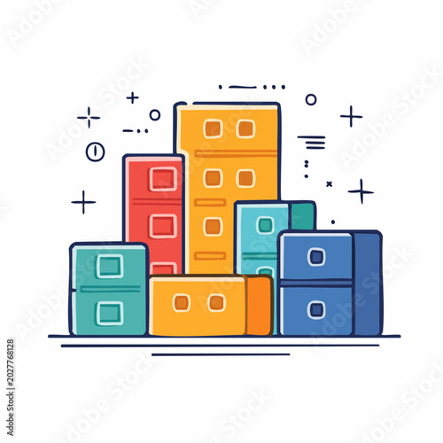 Colorful Abstract Buildings Illustration