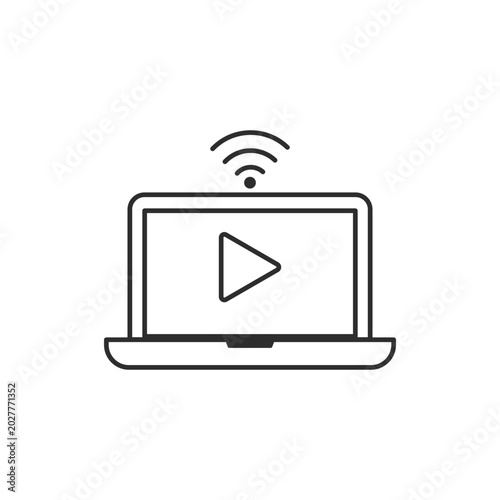 Laptop Video Streaming Icon Wireless Media Design
