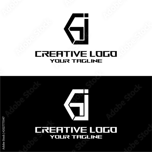 creative letter logo gj design vector