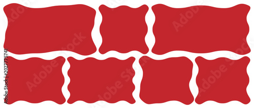 zigzag frames edge red color silhouette scalloped scallop edge shape rectangle shape. hand-drawn geometric wavy rectangles suitable for text template, 