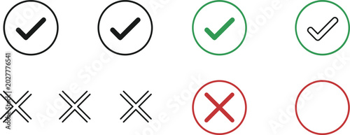 Tableau sur toile Check and cross icons vector illustration, user interface symbol design, correct