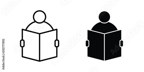 Tableau sur toile Book open reader icon. Flat vector illustration in black. EPS 10