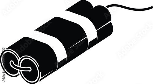 Cuadro en lienzo Black and white of a stick of dynamite with a fuse bomb explosive danger
