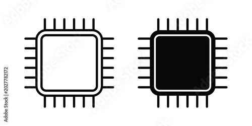 Tableau sur toile Microprocessor icon. Flat vector illustration in black. EPS 10