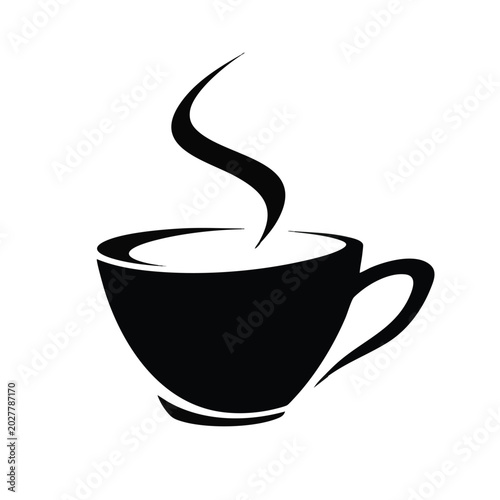 Bild auf Leinwand Steaming cup, hot beverage, coffee mug, black icon