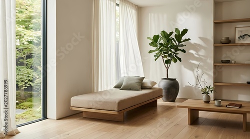 Modern living room with beige furniture.