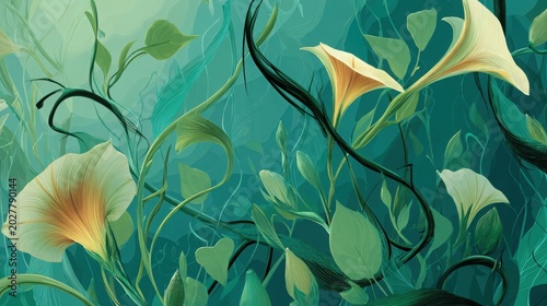 bio digital, digital fusion, leaf fusion, glowing leaves, natural leaves, bio tech, eco tech