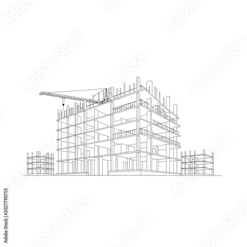 Foto Construction building site sketch illustration with construction, building