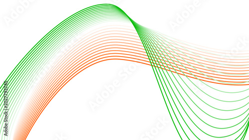 Obraz na płótnie Orange White and Green Gradient Tech Line Flowing Twisted Motion Vector EPS with