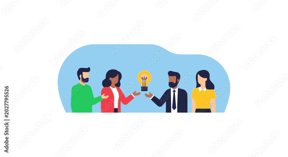 Fototapeta premium People Sharing Light Bulb Idea.
