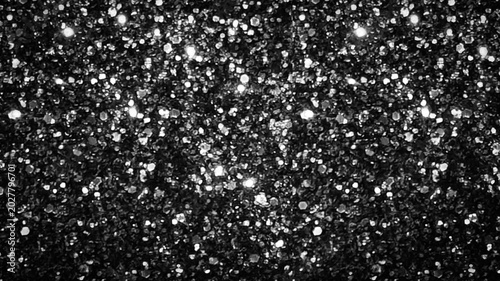 Luxury Black Glitter Bokeh Background with Sparkling Silver Light Texture