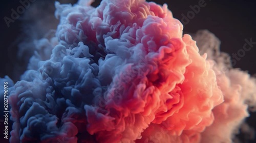 Dense Colored Cloud Puffing Smoke Art in Dark Studio