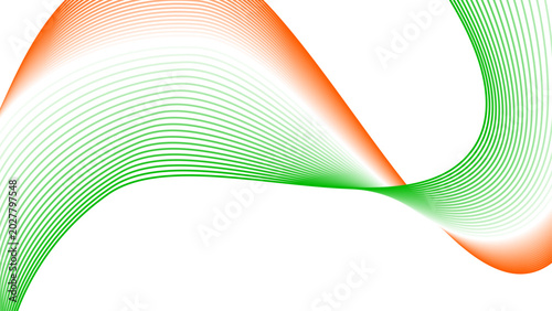 Fotografía Orange White and Green Gradient Tech Line Flowing Twisted Motion Vector EPS with