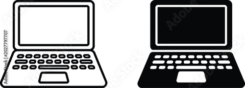 Bild auf Leinwand Laptop computer vector icon outline and filled styles with computer notebook tec