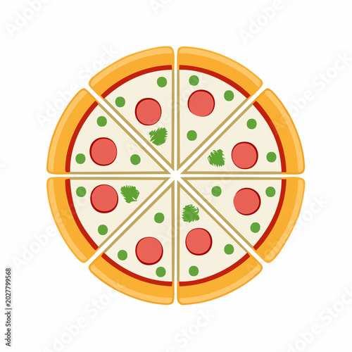 Vector Illustration of a Sliced Pizza