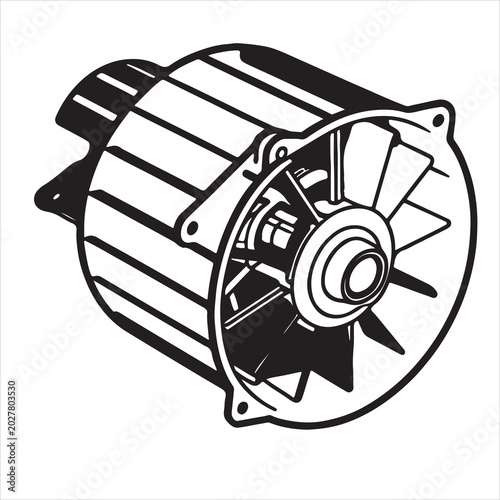 Foto Ventilated Electric Motor Cutaway Engineering Sketch