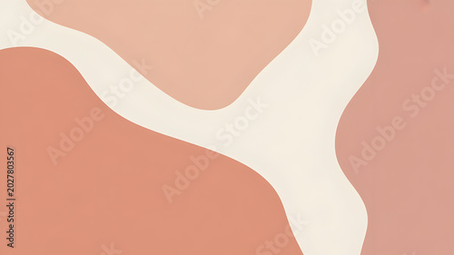 Smooth flowing cream colored organic shapes on a warm peach background create a modern pattern