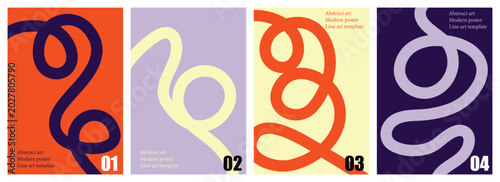 Modern abstract poster set wave shape color lines for branding presentations social media. Curve Rainbow Color Graphic Shapes.