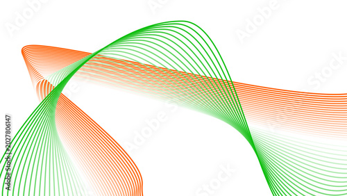 Foto Orange White and Green Gradient Tech Line Flowing Twisted Motion Vector EPS with