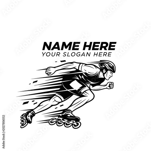 Speed skater racing in dynamic pose