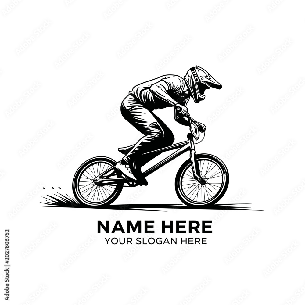 Fototapeta premium Bmx rider in full gear racing on dirt track