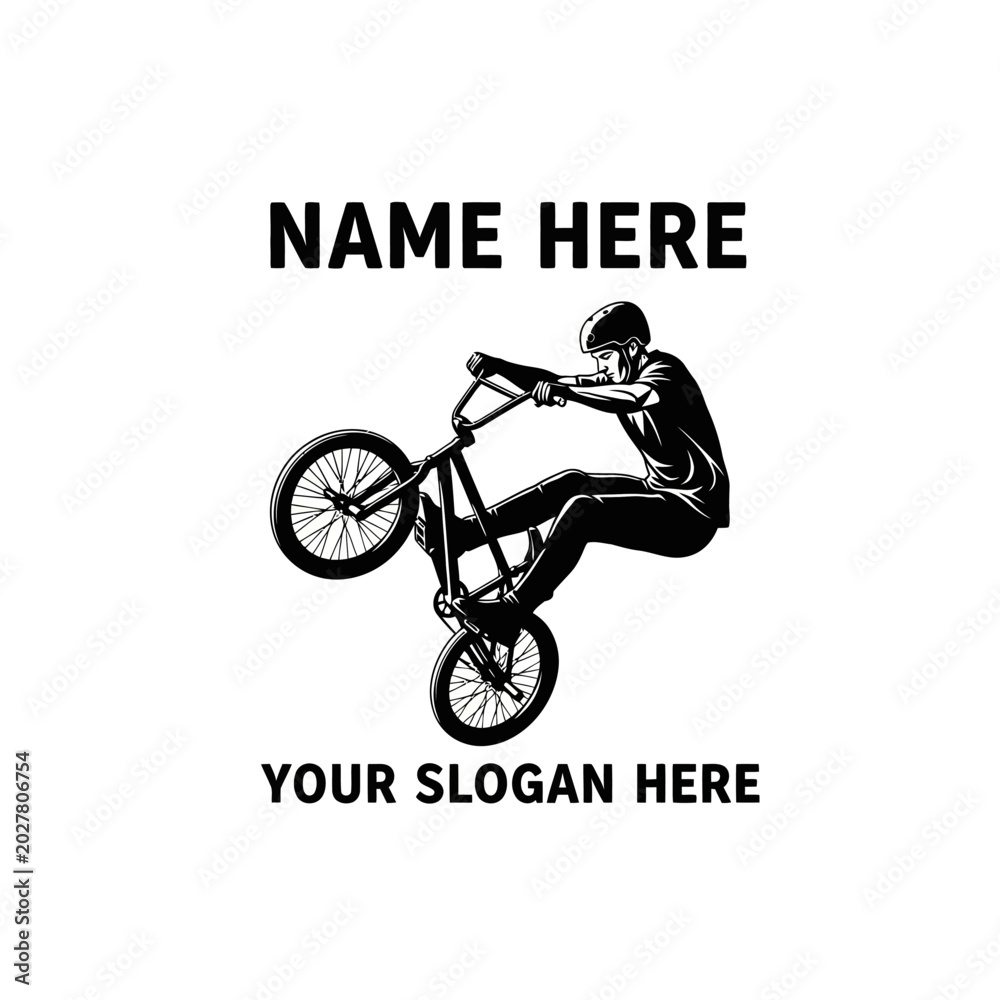 Fototapeta premium Professional bmx cyclist performing a manual wheelie stunt