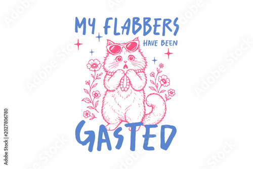 Fotografie My Flabbers Have Been Gasted Funny Shocked Cat Sublimation Design