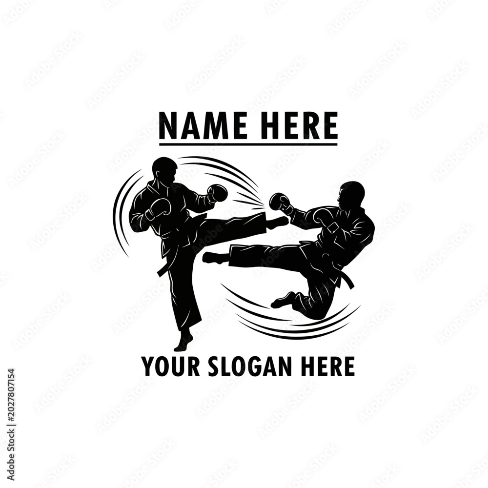 Obraz premium Two martial arts fighters sparring in dynamic pose